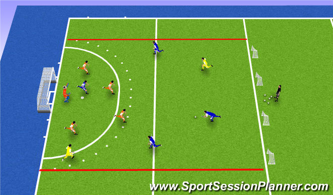 Hockey Session Plan Drill (Colour): Partido 4v4+2Jokers: Repliegue