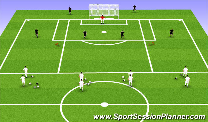 Football/Soccer Session Plan Drill (Colour): Warm Up - Technical (1v1/2v2)