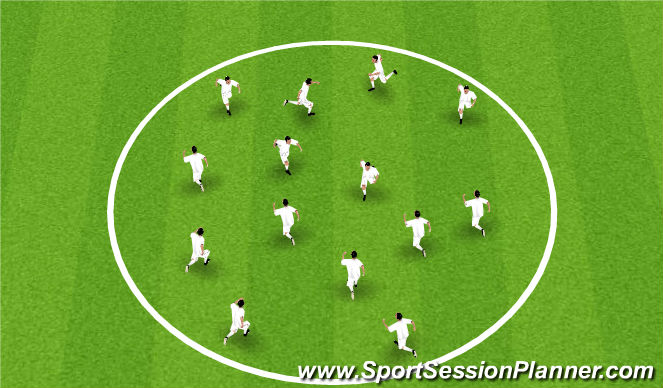 Football/Soccer Session Plan Drill (Colour): Warm up - Continuos / Dynamic Movement