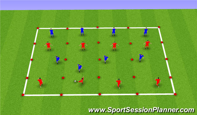 Football/Soccer Session Plan Drill (Colour): 8v8 Defensive Shape