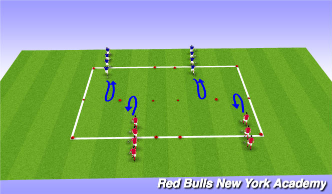 Football/Soccer Session Plan Drill (Colour): Warm up : Turning Repetition