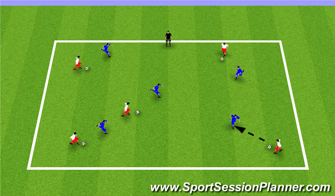 Football/Soccer Session Plan Drill (Colour): Dribbling and passing