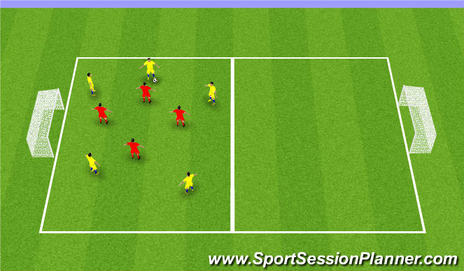Football/Soccer Session Plan Drill (Colour): Defending as a Zonal Diamond (1)