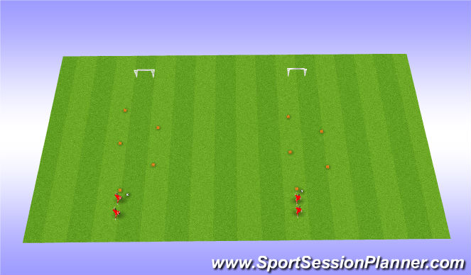 Football/Soccer Session Plan Drill (Colour): Zig-Zag with sidemoves towards cone