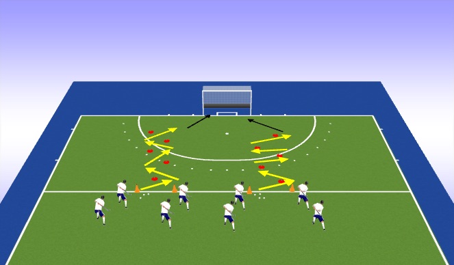 Hockey Session Plan Drill (Colour): passen met visie
