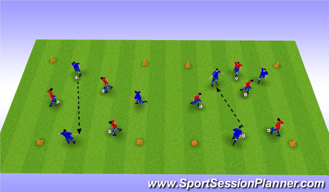 Football/Soccer Session Plan Drill (Colour): Passen u. Freilaufen