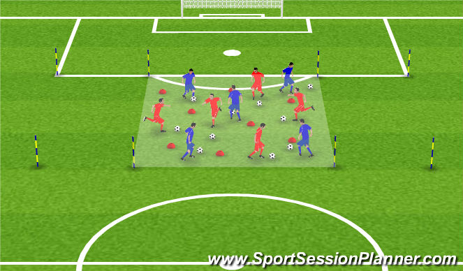 Football/Soccer Session Plan Drill (Colour): Minesweeper (arrival Activity)