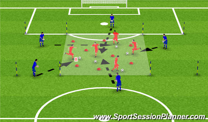 Football/Soccer Session Plan Drill (Colour): Minesweeper