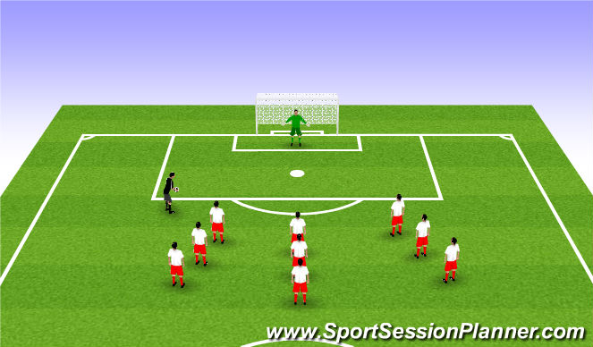 Football/Soccer Session Plan Drill (Colour): Challenge and shot