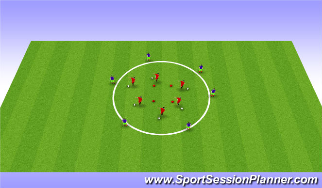 Football/Soccer Session Plan Drill (Colour): Techniqual Warm-up and Skill Work