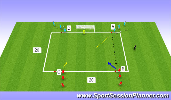 Football/Soccer Session Plan Drill (Colour): 2 v 1 to finish