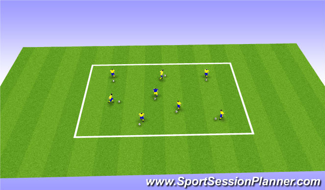 Football/Soccer Session Plan Drill (Colour): Arrival - Warm Up & Ball Mastery Combined