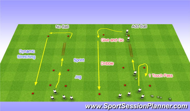 Football/Soccer Session Plan Drill (Colour): Dynamic Warm up