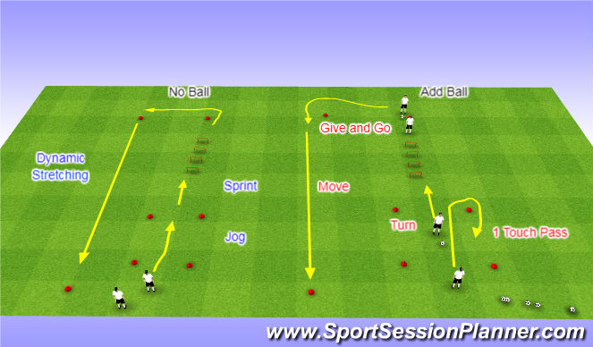 Football/Soccer Session Plan Drill (Colour): Dynamic Warm up