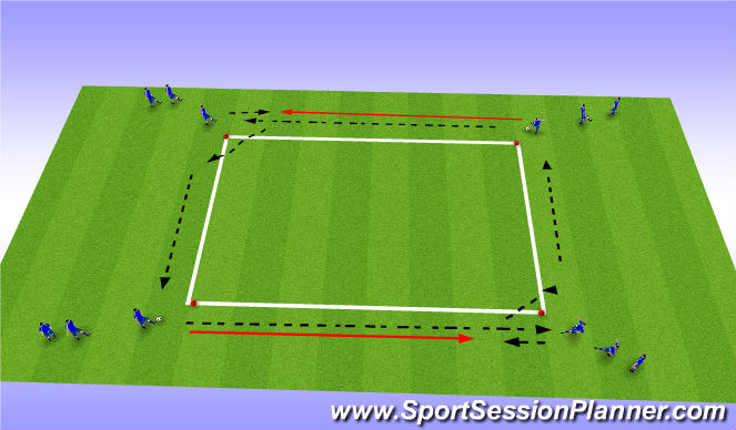 Football/Soccer Session Plan Drill (Colour): Passing Square Give and Go (10 minutes)