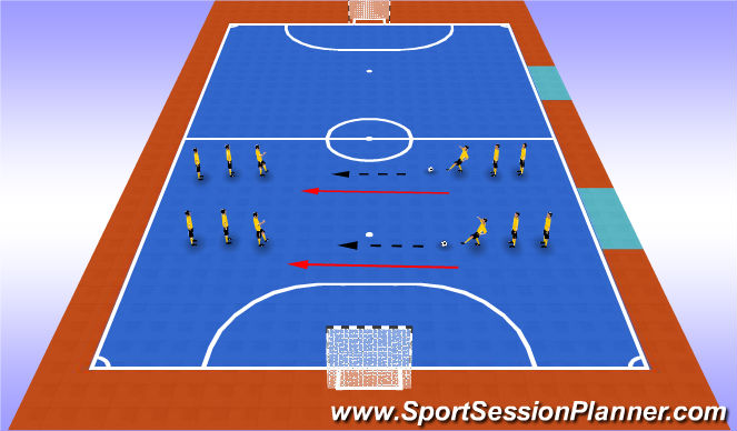Futsal Session Plan Drill (Colour): 2 Line Passing