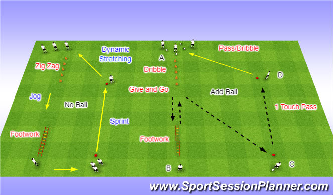 Football/Soccer Session Plan Drill (Colour): Dynamic Warm up
