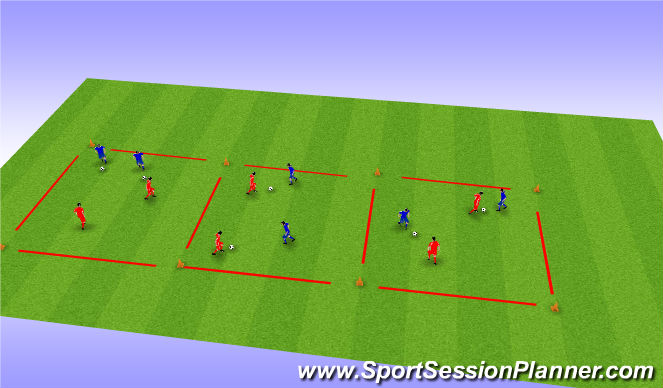 Football/Soccer Session Plan Drill (Colour): Arrival activity 1v1