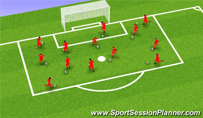 Football/Soccer Session Plan Drill (Colour): Warm up 7-10 min