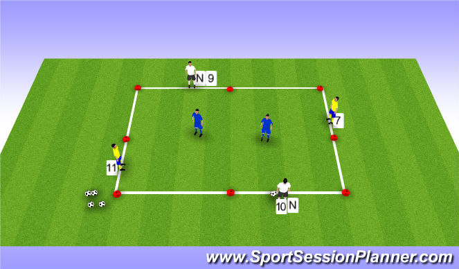 Football/Soccer Session Plan Drill (Colour): 2v2 + 2N