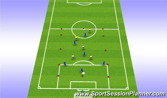 Football/Soccer Session Plan Drill (Colour): S3 WE 2 6v5 make it big - play forward or keep the ball