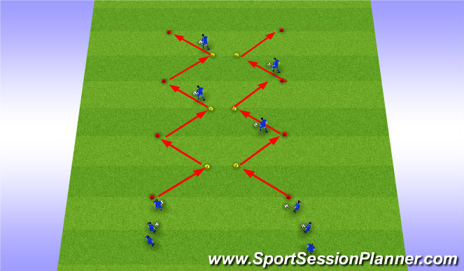 Football/Soccer Session Plan Drill (Colour): Zig Zag Dribbling