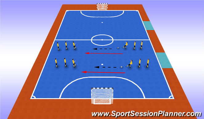 Futsal Session Plan Drill (Colour): 2 Line Passing
