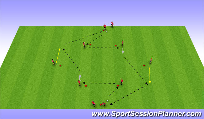 Football/Soccer Session Plan Drill (Colour): Warm Up P&R Tier 1