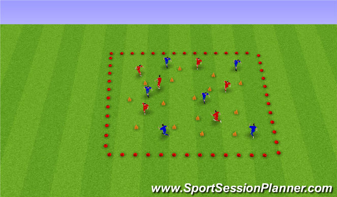 Football/Soccer Session Plan Drill (Colour): Warm-up (Phase 1)