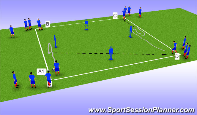 Football/Soccer Session Plan Drill (Colour): Side coerver box.