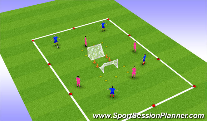 Football/Soccer Session Plan Drill (Colour): Back to back goal game