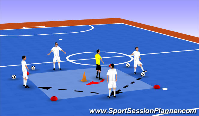 Futsal Session Plan Drill (Colour): Cubrir el Cono