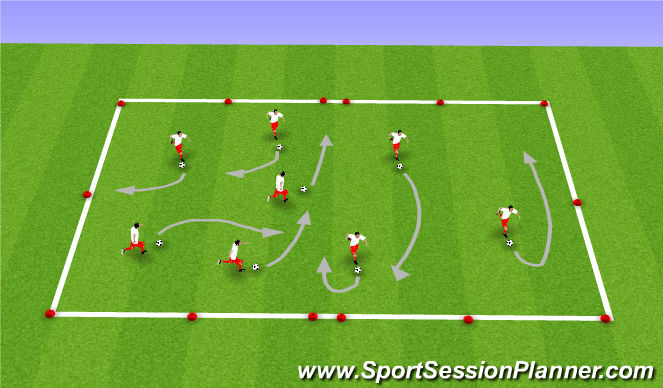 Football/Soccer Session Plan Drill (Colour): Technical (Un-Opposed/Semi-Opposed)