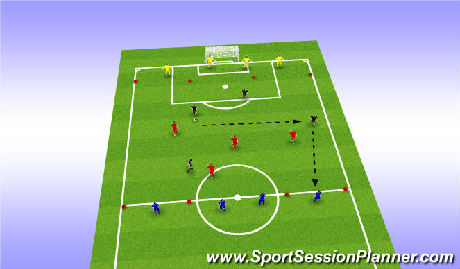 Football/Soccer Session Plan Drill (Colour): Transititon Game (4 teams)