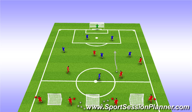 Football/Soccer Session Plan Drill (Colour): 7v4 Counter Goals