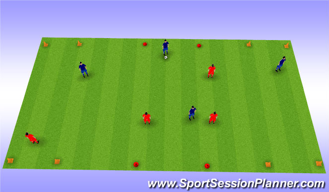 Football/Soccer Session Plan Drill (Colour): 6 gate Dribbling game