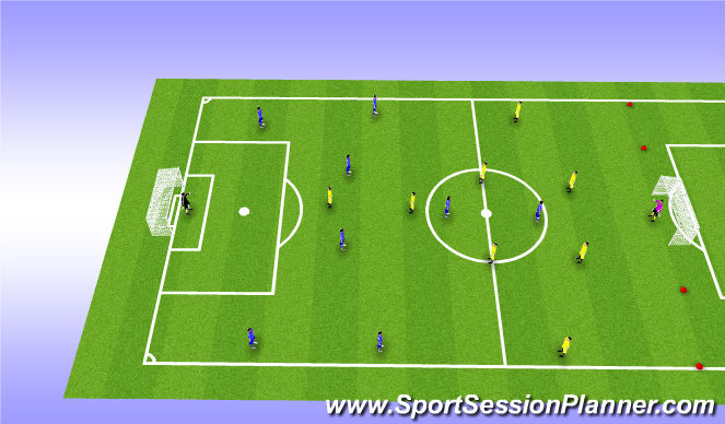 Football/Soccer Session Plan Drill (Colour): Small Sided Game 9vs9- 15 min