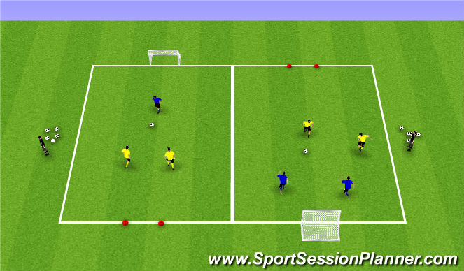 Football/Soccer Session Plan Drill (Colour): Up to 3v3