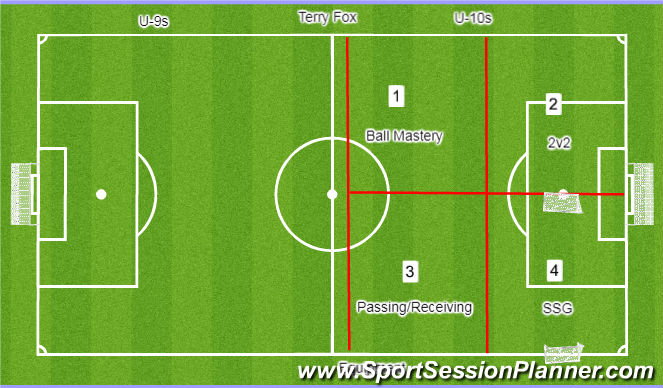 Football/Soccer Session Plan Drill (Colour): Field Set-up