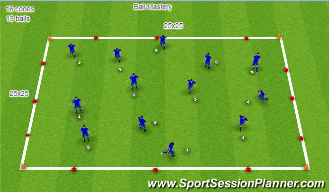 Football/Soccer Session Plan Drill (Colour): Ball Mastery