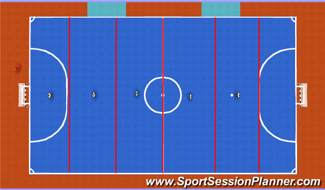 Futsal Session Plan Drill (Colour): 1v1 Finishing in Zones