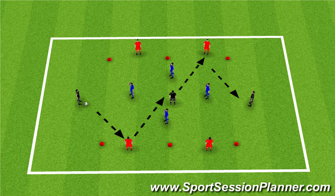 Football/Soccer Session Plan Drill (Colour): 4v4+3