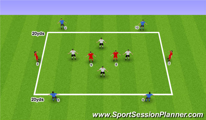 Football/Soccer Session Plan Drill (Colour): 4v4+4 Possession