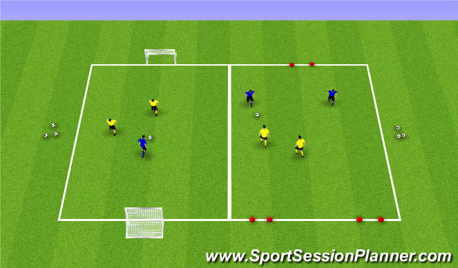 Football/Soccer Session Plan Drill (Colour): Up to 3v3 Game