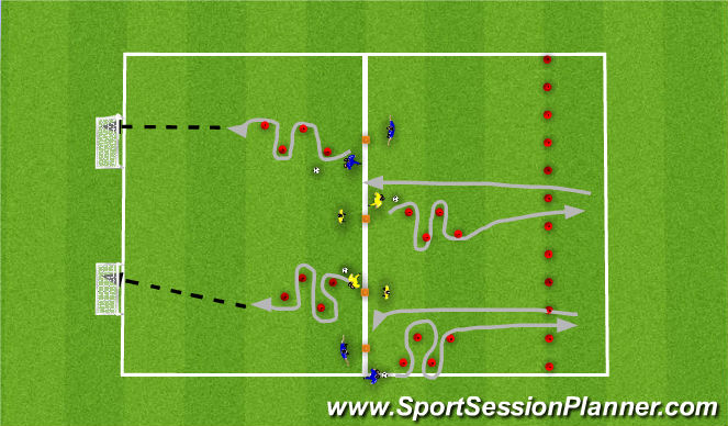 Football/Soccer Session Plan Drill (Colour): Dribble-Move-Score