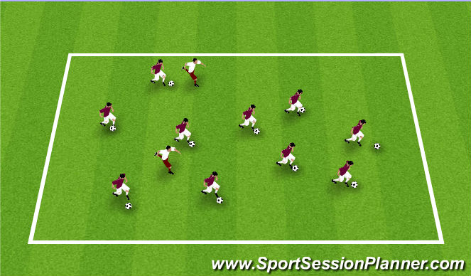 Football/Soccer Session Plan Drill (Colour): Magic Square Warm-up