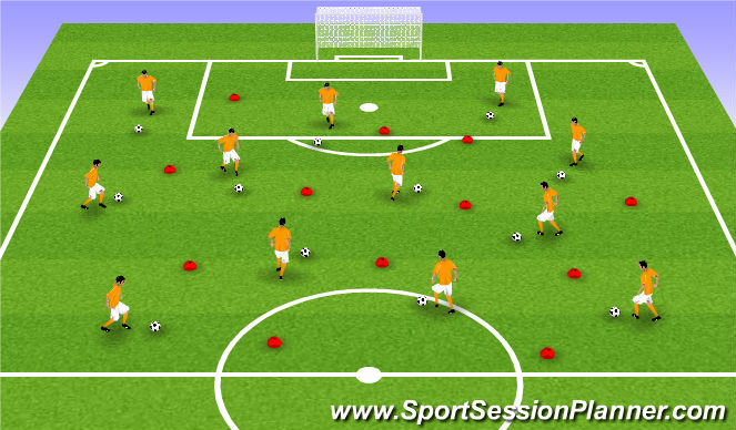 Football/Soccer Session Plan Drill (Colour): Dribbling Activities