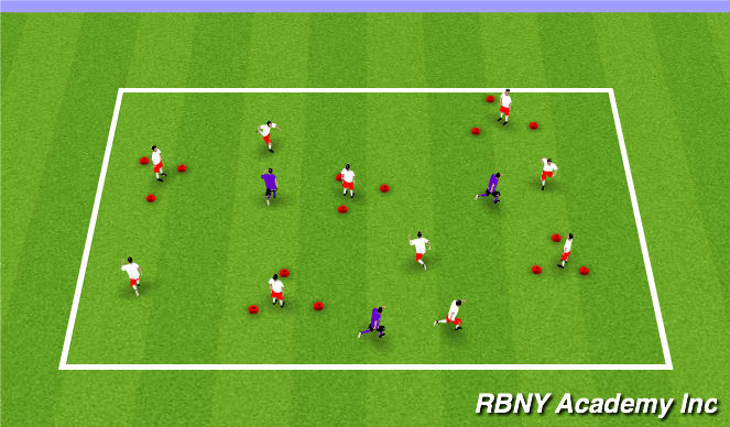 Football/Soccer Session Plan Drill (Colour): Triangle Tag/ Cat + Mouse