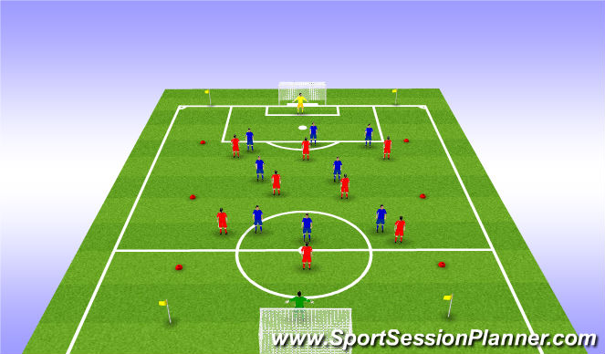 Football/Soccer Session Plan Drill (Colour): 9v9