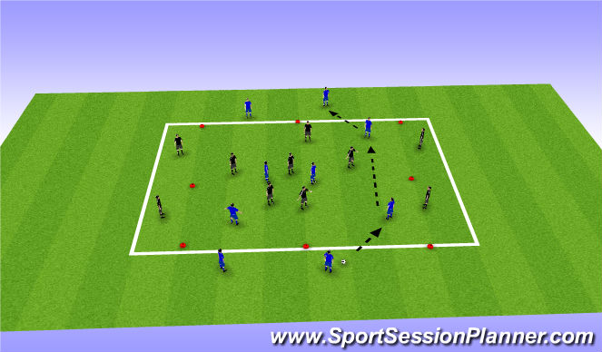 Football/Soccer Session Plan Drill (Colour): Playing into Targets